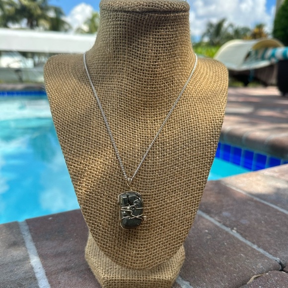 HANDMADE ~ Pyrite Wrapped Crystal Necklace - Picture 3 of 4